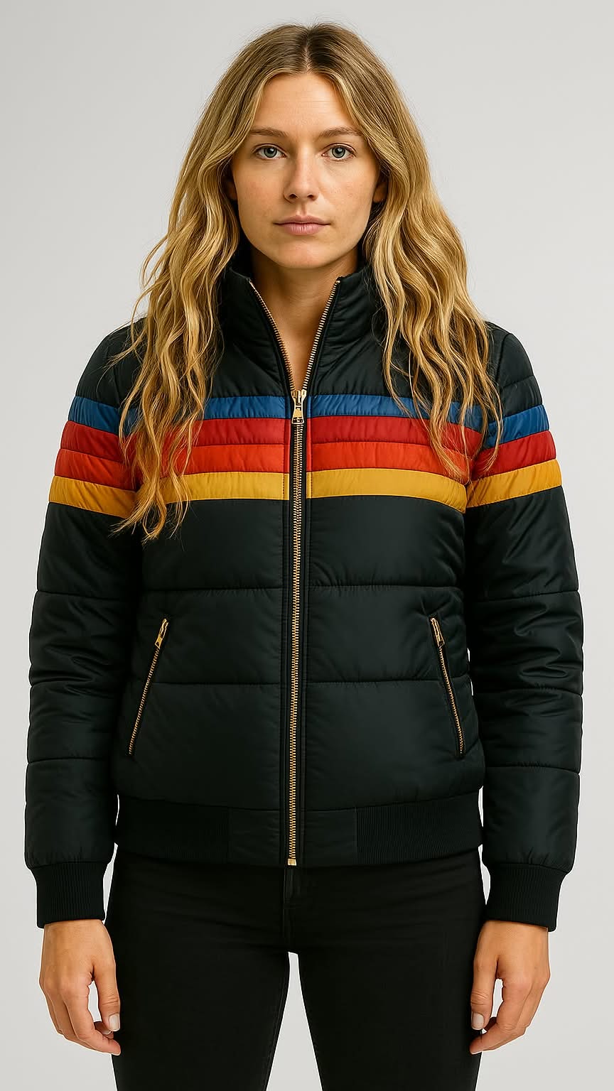 Dina™ - Chaqueta Acolchada Rainbow Retro