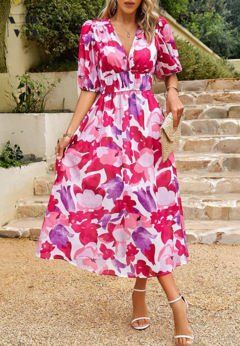 Violetta – Vestido Floral Sofisticado