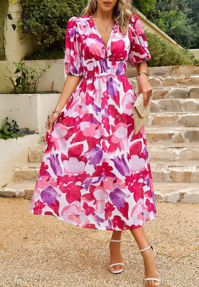 Violetta – Vestido Floral Sofisticado