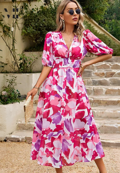 Violetta – Vestido Floral Sofisticado